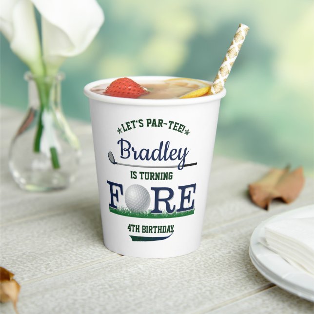 Vasos De Papel Golf PAR-TEE 4º cumpleaños (in situ)