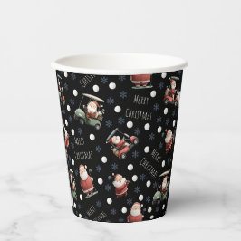 Vasos De Papel Golfing Santa sobre Black