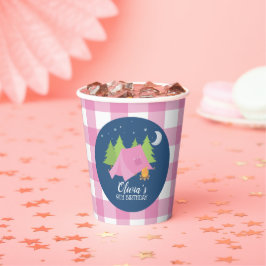 Vasos De Papel Golpeando al Chica Camping Fiesta de cumpleaños de