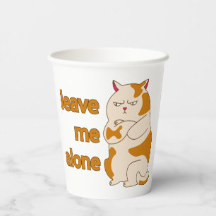 Vasos De Papel Gordo gato malhumorado déjame solo