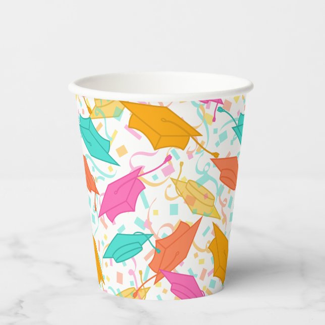 Vasos De Papel Gorra de graduación Toss (Tropical) (Anverso)