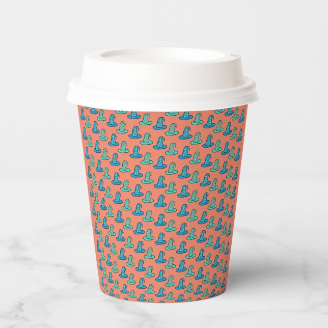 Vasos De Papel Gorras de asistente azul + Verde azulado (Anverso)