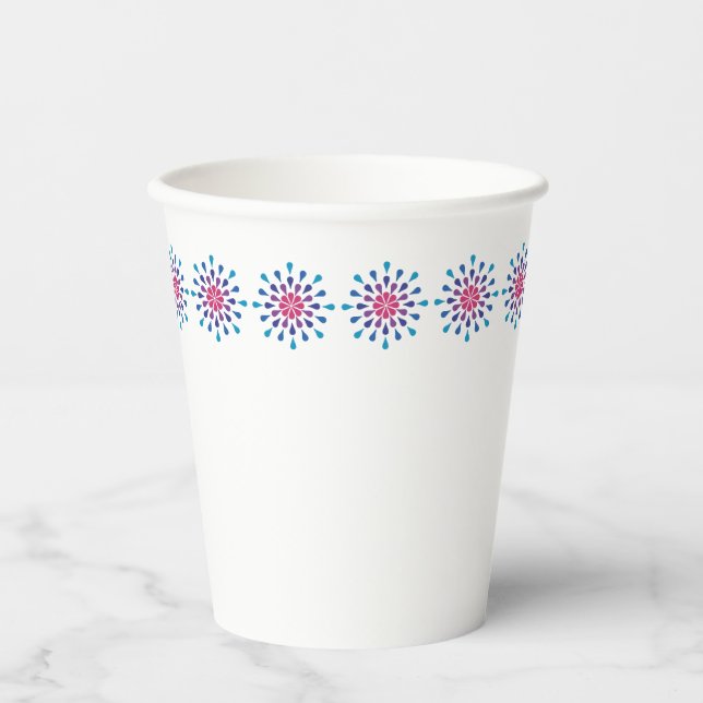 Vasos De Papel Gotas de lágrimas azules, púrpuras y rosas (Anverso)