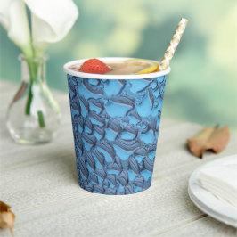 Vasos De Papel Gotas de lluvia suaves en vidrio azul