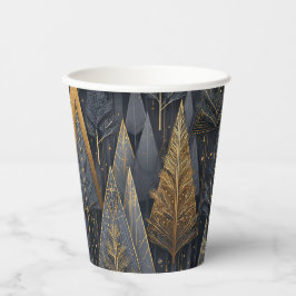 Vasos De Papel Gothic Deco | Árboles Geométricos Dorados