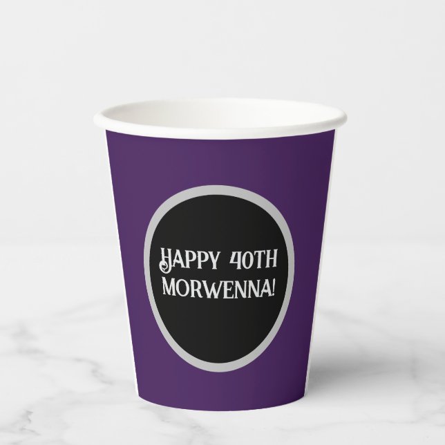 Vasos De Papel Gótico oscuro púrpura liso (Anverso)