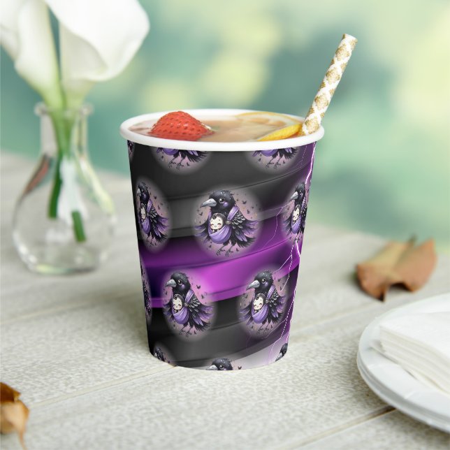 Vasos De Papel Gótico Purple Black Halloween Evento Baby Shower (in situ)
