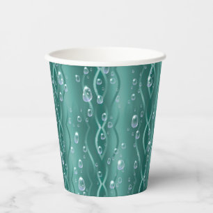 Vasos De Papel Gotitas de lluvia en metal verde