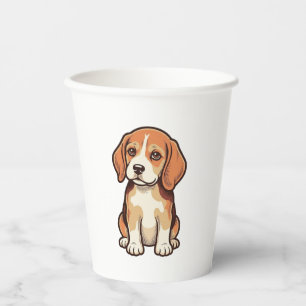 Vasos De Papel Grabado Antiguo Cachorro Beagle Arte Vectorial_1