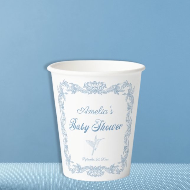 Vasos De Papel Gracetil Periwinkle Baroque Filigree Baby Shower (Subido por el creador)