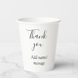 Vasos De Papel Gracias añadir nombre mensaje simple caligrafía el