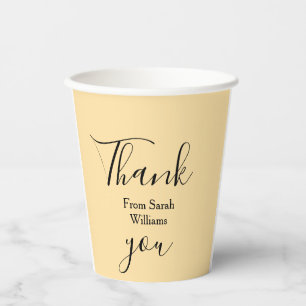 Vasos De Papel Gracias de agregar nombre amarillo Pastel boho bod