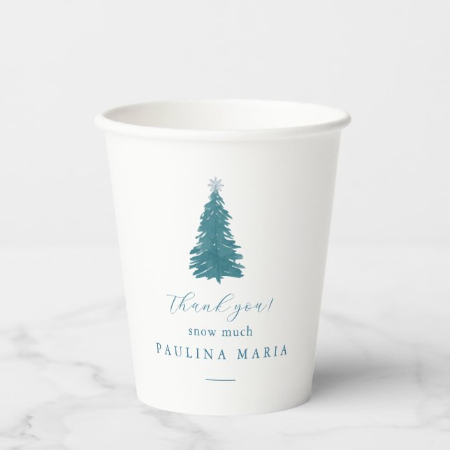 Vasos De Papel Gracias Nieve Mucho Invierno Quinceanera Pine Tree (Anverso)