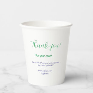 Vasos De Papel Gracias por la compra negocio familiar social azul