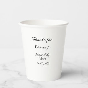 Vasos De Papel Gracias por venir a la ducha de bebé, simple y mod