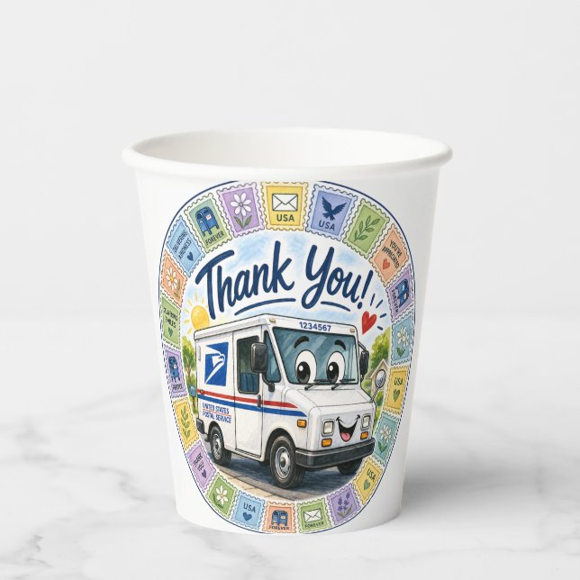 Vasos De Papel Gracias trabajadores postales (Anverso)