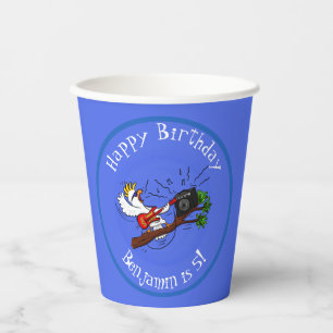 Vasos De Papel Graciosa cacatúa tocando el personalizado de guita