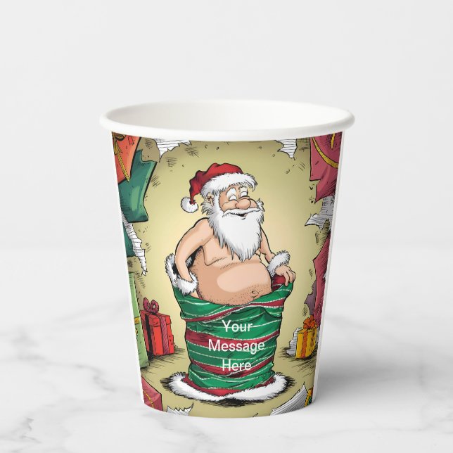 Vasos De Papel Graciosa colección de Navidades sucios de Santa (Reverso )