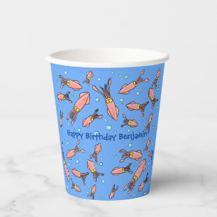 Vasos De Papel Graciosa escuela de calamares con personalizado de