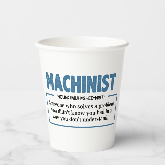 Vasos De Papel Graciosa mordaza de definición de maquinista (Anverso)