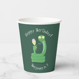 Vasos De Papel Graciosa serpiente verde con maraca personalizado