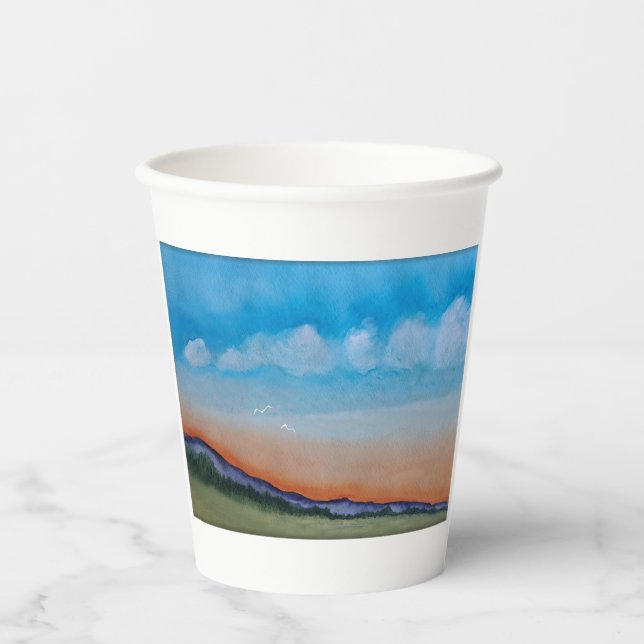 Vasos De Papel Graciosas Colinas Sunset (Anverso)