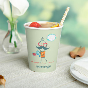 Vasos De Papel Gracioso bacteriólogo con bigote grande