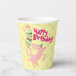 Vasos De Papel ¡Gracioso Cerdo Feliz Cumpleaños! Personalizado de
