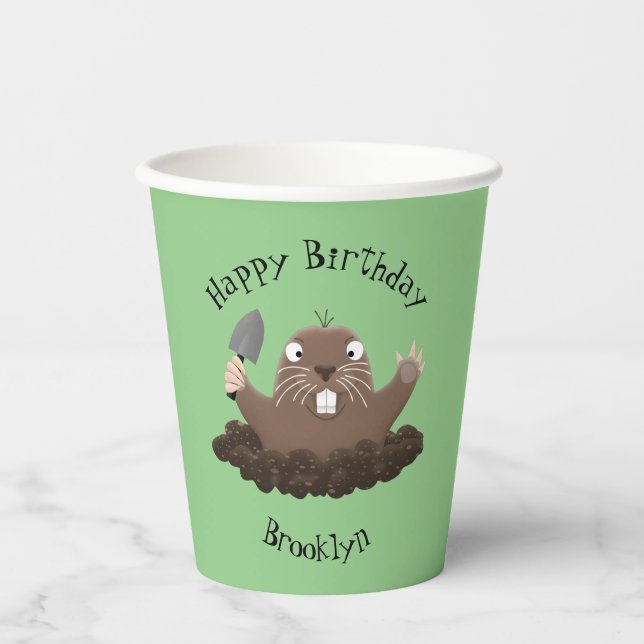 Vasos De Papel Gracioso gopher digging personalizado ilustracion (Anverso)