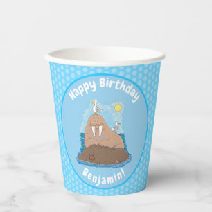 Vasos De Papel Gracioso ilustracion personalizado de moras felice
