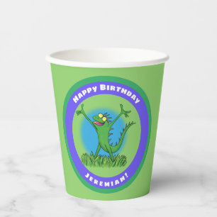 Vasos De Papel Gracioso lagarto de iguana verde