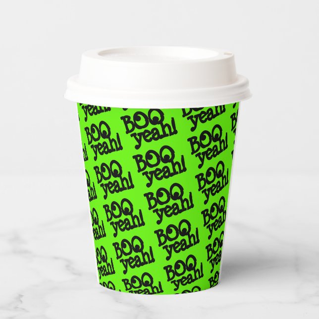Vasos De Papel ¡Gracioso Lime Green Booyeah! Halloween de ojos cr (Anverso)