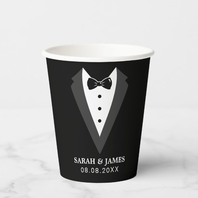 Vasos De Papel Gracioso negro personalizado Groomsmen taza de pap (Anverso)