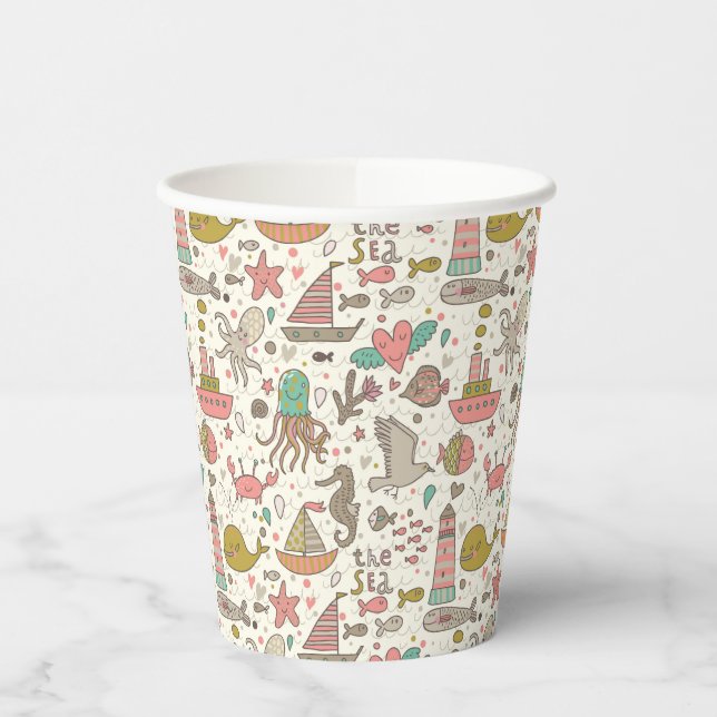Vasos De Papel Gracioso Patrón De Verano Con Buques (Izquierda)