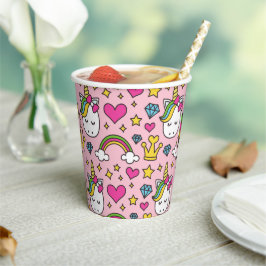 Vasos De Papel Gracioso patrón unicornio Pink Magic Horse Cute