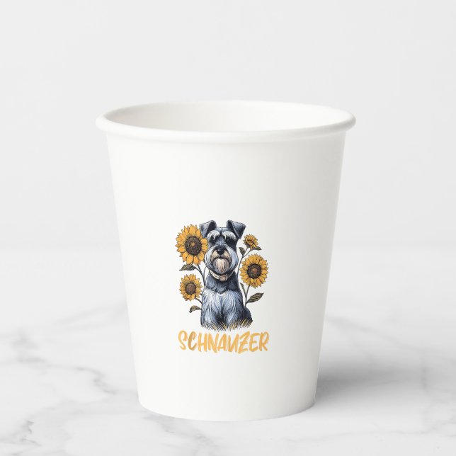 Vasos De Papel Gracioso perro Schnauzer (Anverso)