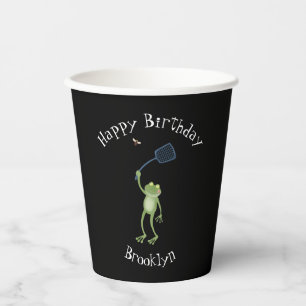 Vasos De Papel Gracioso personalizado de la mosca de la sartén ve