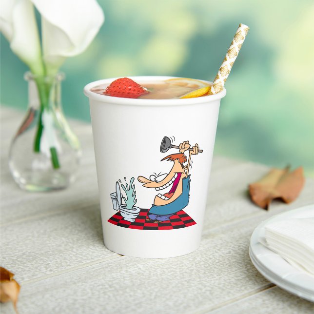 Vasos De Papel Gracioso plomero Desbloqueando Un Toilet (Subido por el creador)