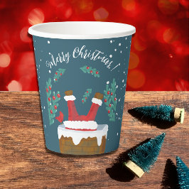 Vasos De Papel Gracioso Santa en las tazas de papel de los Navida