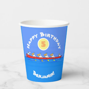 Vasos De Papel Graciosos pelícanos remando ilustracion personaliz
