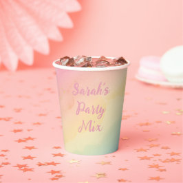 Vasos De Papel  gradient party watercolor pink Elegant Birthday 