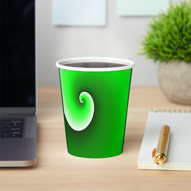 Vasos De Papel Gradiente de espiral blanca verde (in situ)