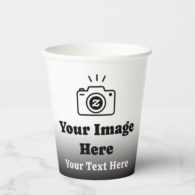Vasos De Papel Gradiente de texto e imagen personalizados (Anverso)