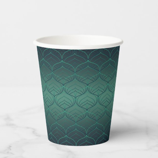 Vasos De Papel Gradiente verde en estilo art déco. (Anverso)