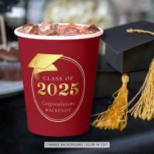 Graduación 2025 Faux Metallic Gold Red