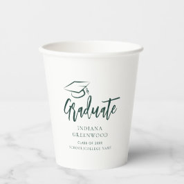 Vasos De Papel Graduación 2025 Guión Fiesta personalizado verde