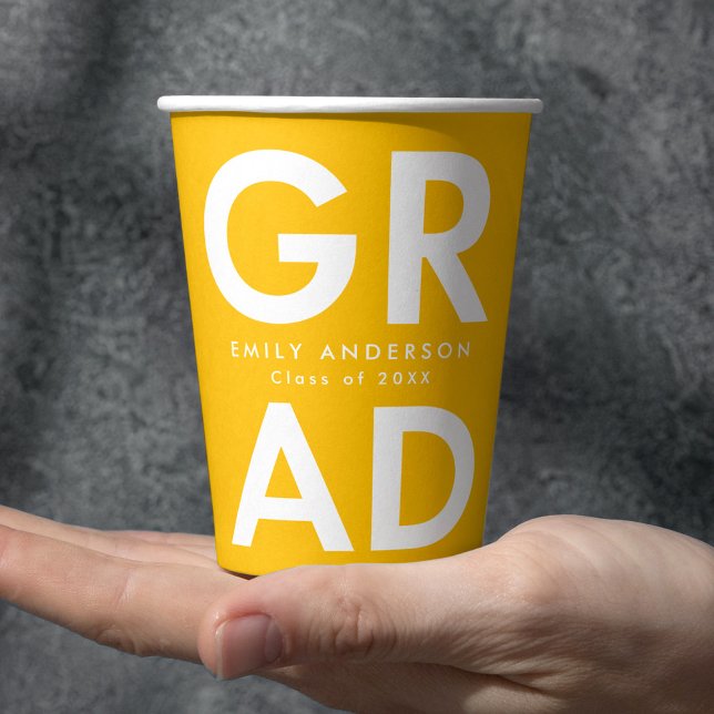 Vasos De Papel Graduación Amarilla Grad Negrita (Subido por el creador)