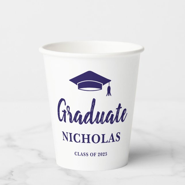 Vasos De Papel Graduación azul (Anverso)