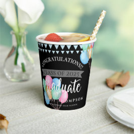 Vasos De Papel Graduación de felicitaciones negras de la clase 20