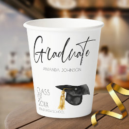 Vasos De Papel Graduación de Gorra de Graduación de Script Modern